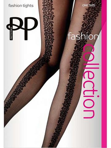 Animal Pattern Back Seam Tights - Black Black