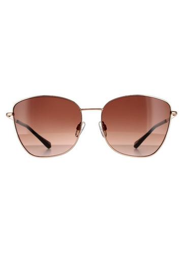 Metallic Fashion Rose Gold Brown Gradient Sunglasses