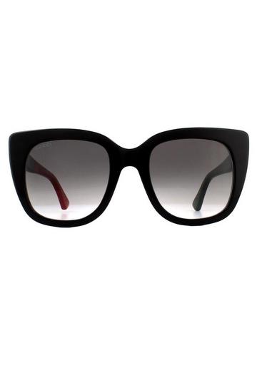 Cat Eye Black with Red and Green Brown Gradient Sunglasses GG0163SN Black