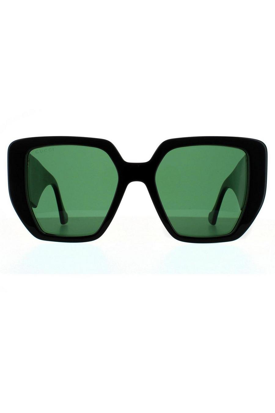 Square Black and Green Swirl Green Sunglasses