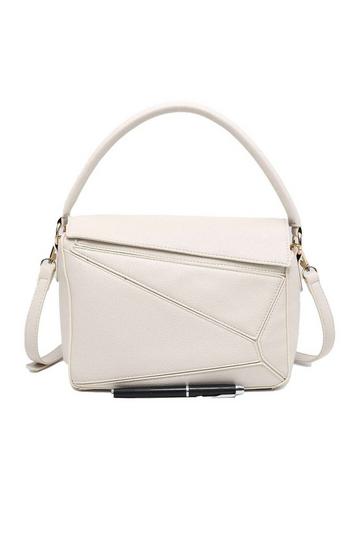 Geometric Style Roomy Small Shoulder Handbag Crossbody Bag Beige