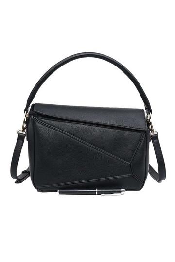 Black Geometric Style Roomy Small Shoulder Handbag Crossbody Bag