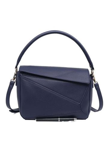 Geometric Style Roomy Small Shoulder Handbag Crossbody Bag Navy