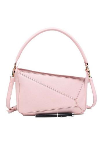 Pink Geometric Style Roomy Small Shoulder Handbag Crossbody Bag