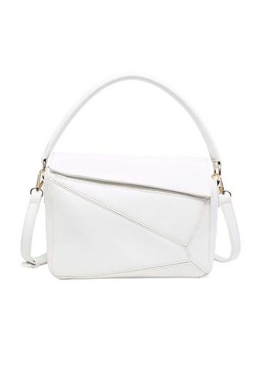 Geometric Style Roomy Small Shoulder Handbag Crossbody Bag White