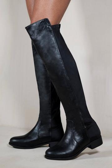 'Diem' Over The Knee Pull On Boots Black