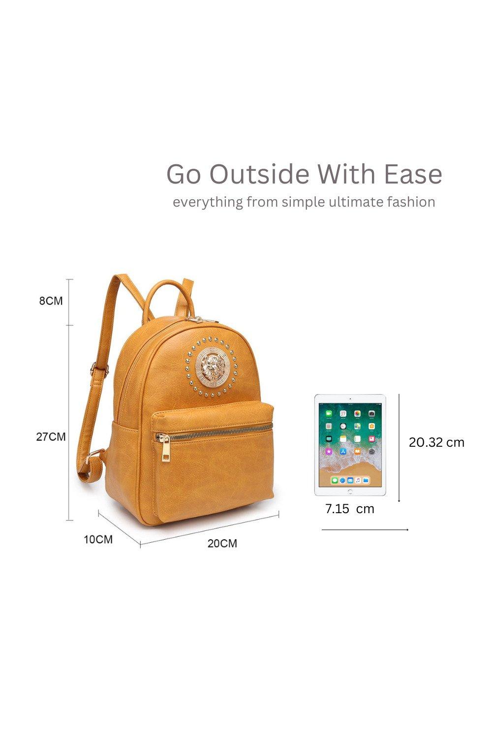 Lion Head Detail Lightweight Travel School Backpack Bag boohoo UK