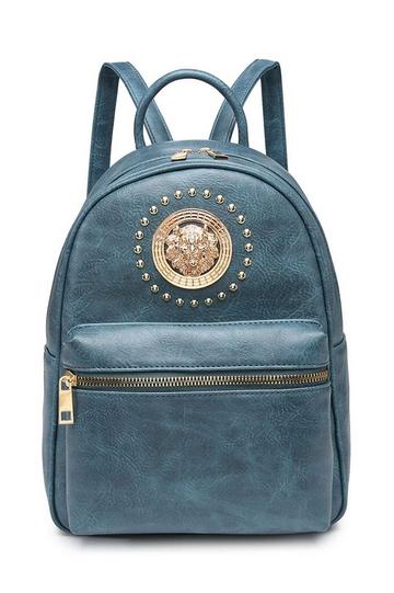 Blue Lion Head Detail Lightweight Travel School Backpack Bag