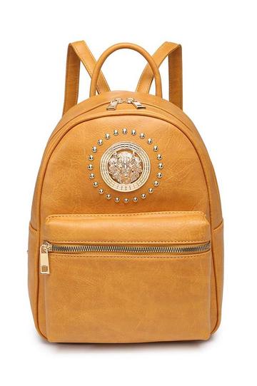 Yellow Lion Head Detail Lightweight Travel School Backpack Bag