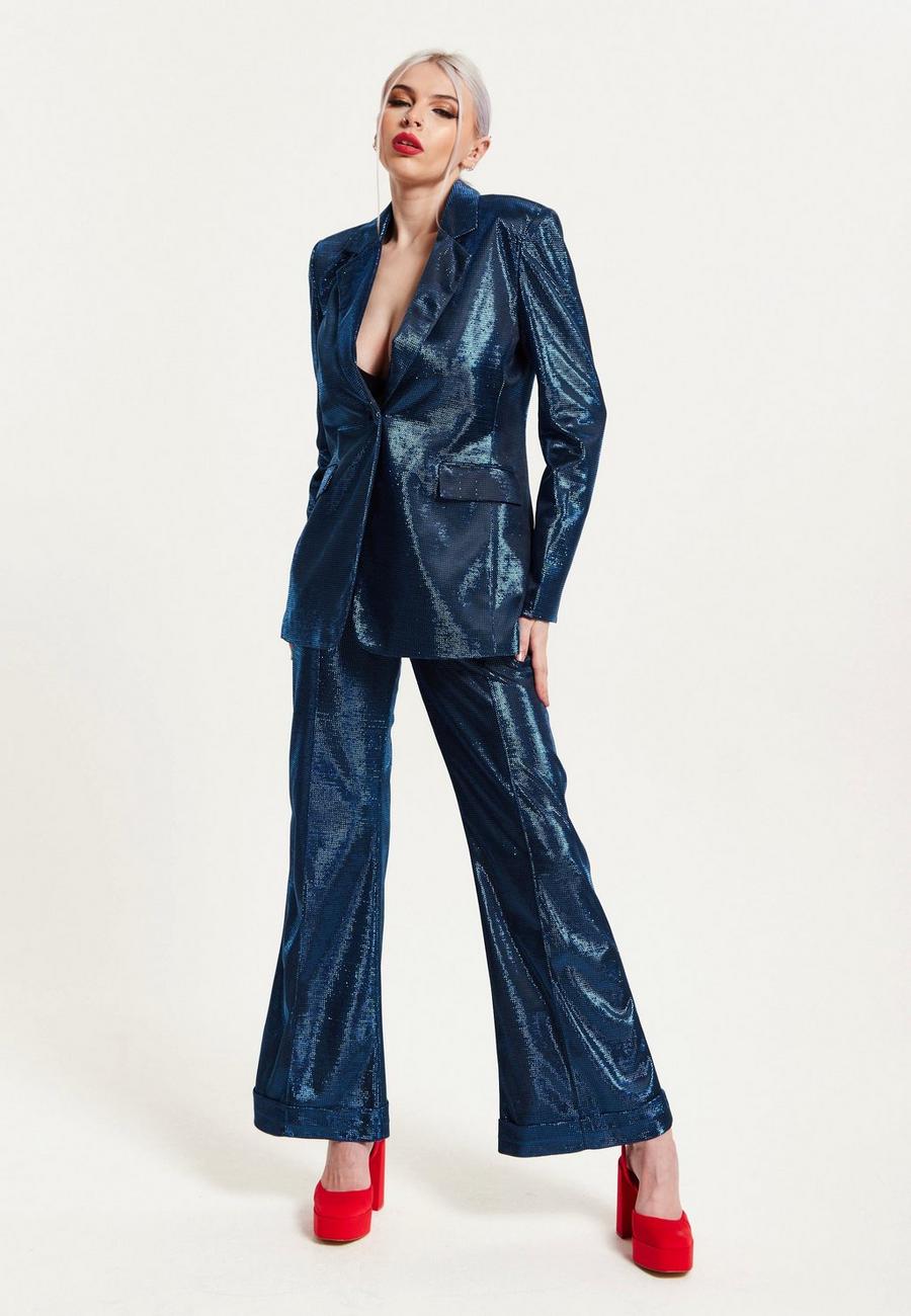 Blue Navy Shimmer Trousers image number 1