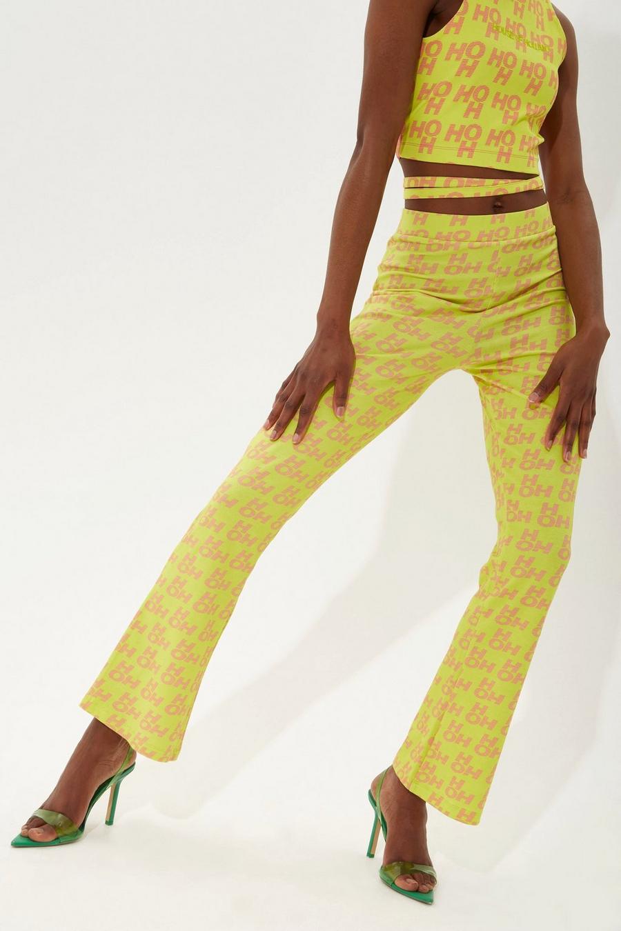 Printed Jersey Trousers In Yellow