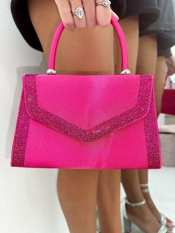 Pink Crystal Envelope Handbag