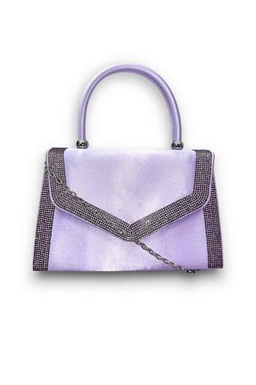 Lilac Purple Crystal Envelope Handbag