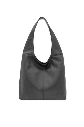 Grey Slate Grey Soft Pebbled Leather Hobo Bag | BXBLY