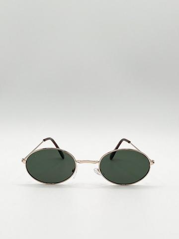 Metallic Retro Round Sunglasses in Gold