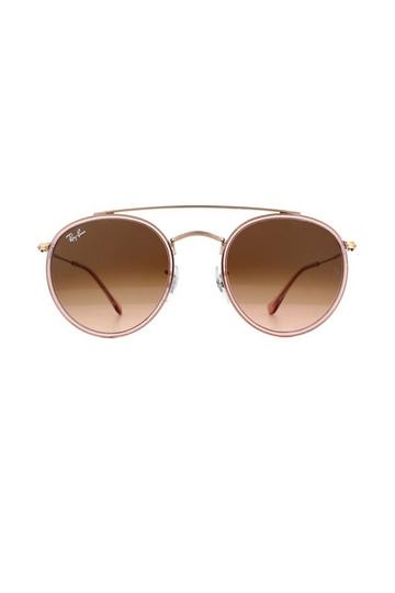 Pink Round Pink Pink Gradient Brown Round Double Bridge 3647N Sunglasses