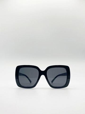 Oversized Square Sunglasses In Black Black