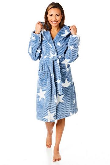 Blue Star Print Super Cosy Robe