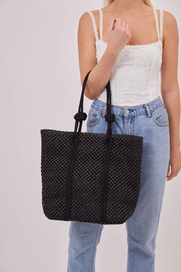 Black Oversized Woven Tote Bag