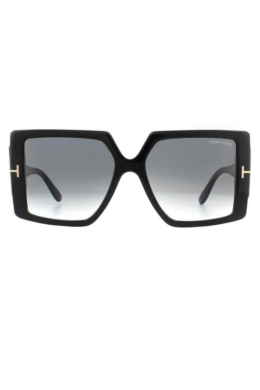 Square Shiny Black Grey Smoke Gradient Sunglasses