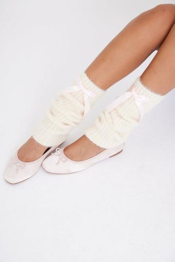 Mohair Leg Warmers with Bows Cream