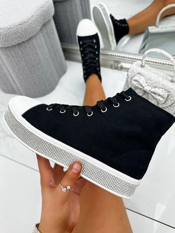 Crystal Canvas High Top Trainers Black