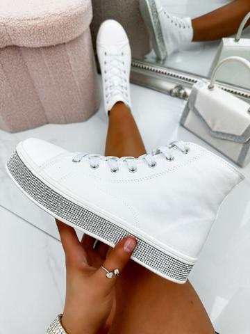 Crystal Canvas High Top Trainers White