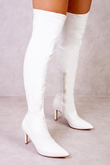 White 'Lexi' Over The Knee Boots With Stiletto Heels