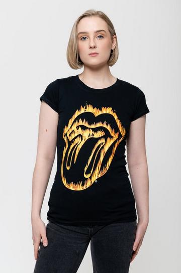 Flaming Tongue Skinny Fit T Shirt Black