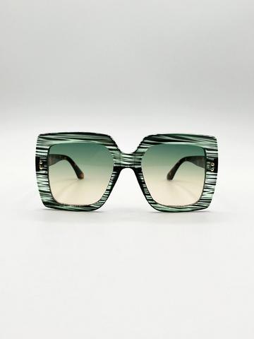 Oversized Square Frame in Multi Print Green