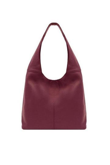 Plum Soft Pebbled Leather Hobo Bag | BXEDA Plum