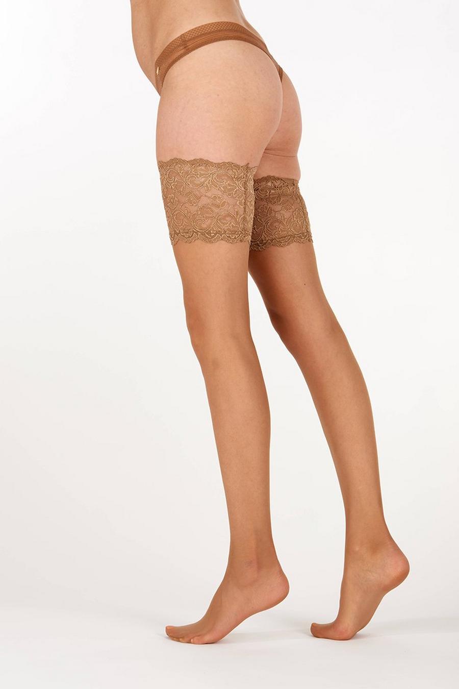 10 Denier Sensuous Lace Top Hold Ups - Nude image number 1