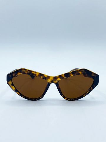 Brown Angular Sunglasses in Tortoiseshell