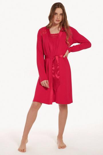 Red 'Evelyn' Modal Morning Gown