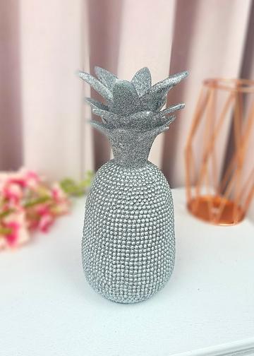 Sparkly Pineapple Ornament Metallic Silver