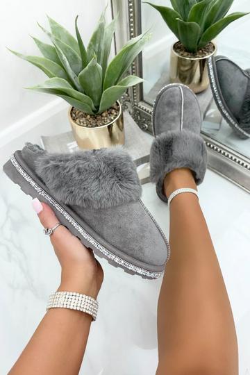 Sparkly Deluxe Snugg Slippers Grey