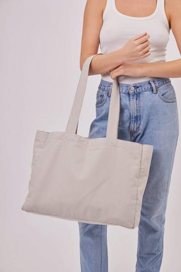 Grey Oversized Canvas Tote Bag