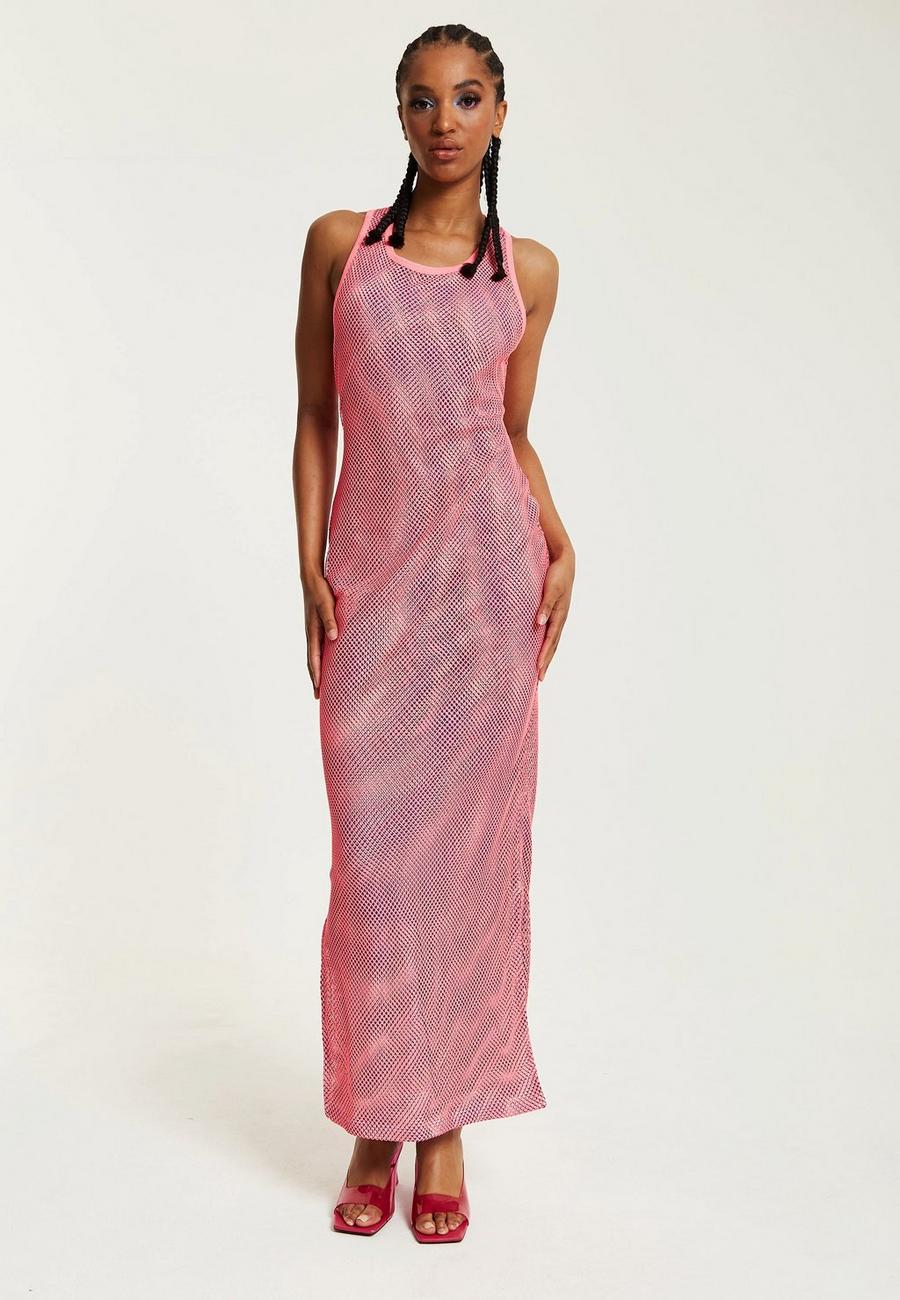 Pink Fishnet Maxi Dress