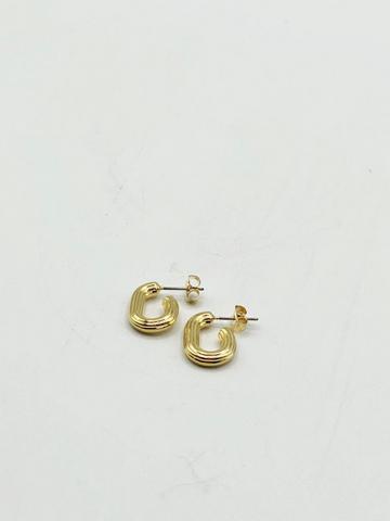 Chunky Oval Half Hoop Earrings Gold