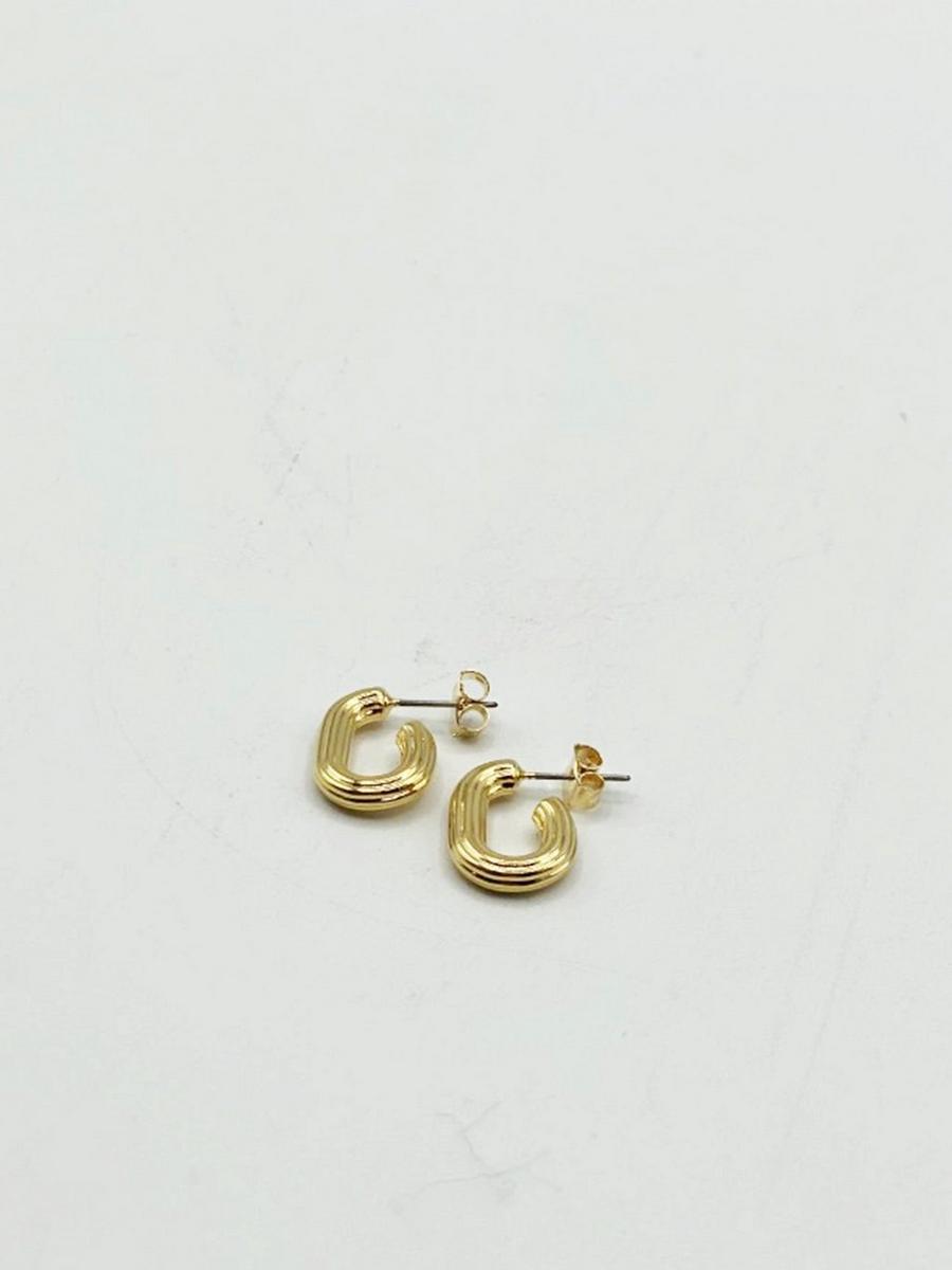 Gold Chunky Oval Half Hoop Earrings