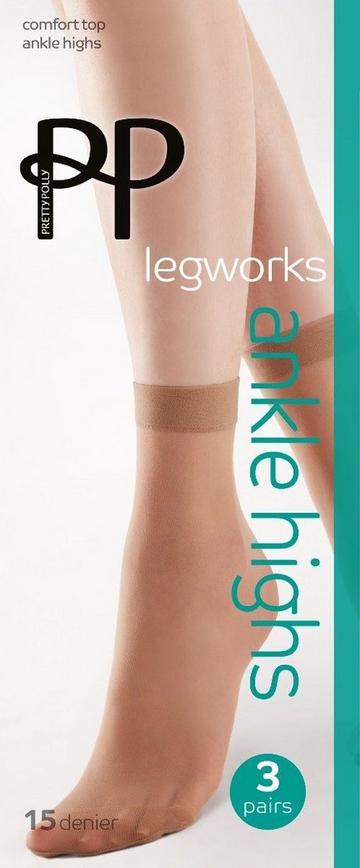 Nude Legworks 15 Denier Legworks Comfort Top Ankle Highs 3 Pair Pack - Nude