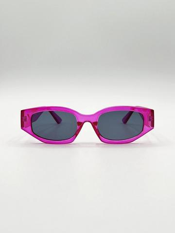 Pink Angular Sunglasses in Translucent Hot Pink