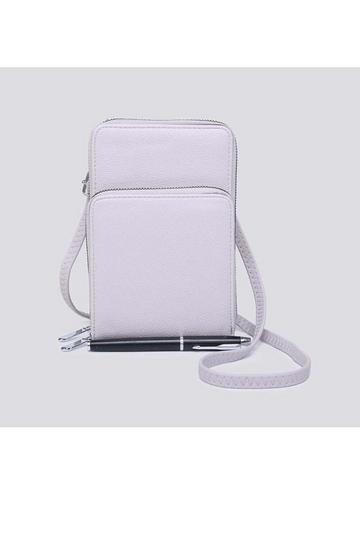 Grey Small Double-Zipped Mobile Phone Bag with Adjustable Strap