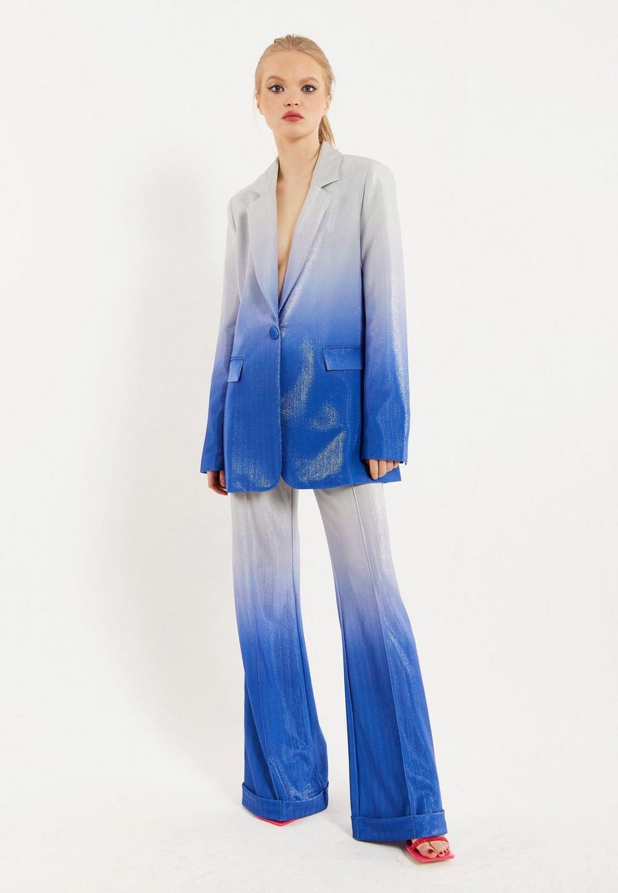 Multi Ombre Shimmer Blazer In Blue And Silver