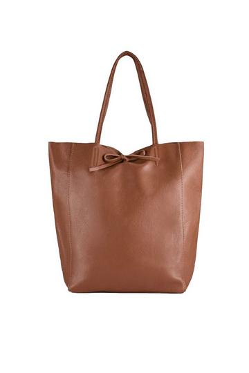 Camel Pebbled Leather Tote Shopper Camel