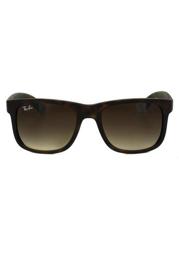 Brown Rectangle Rubber Light Havana Brown Gradient Sunglasses