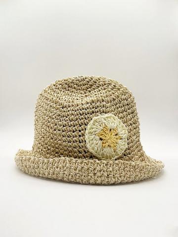 Straw daisy print bucket hat Natural