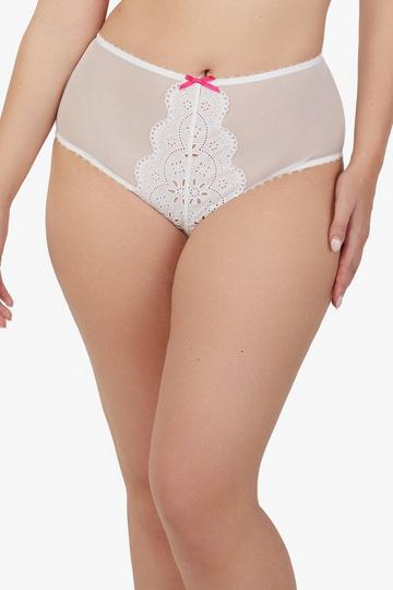 Camille White Broderie High Waisted Brief White