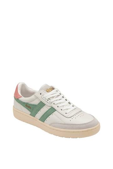 'Falcon' Leather Lace-Up Trainers White