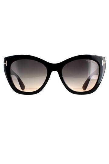 Black Cat Eye Shiny Black Smoke Grey Gradient FT0940 Cara Sunglasses